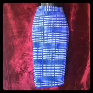 Peacock blue and white textured skirt (4)